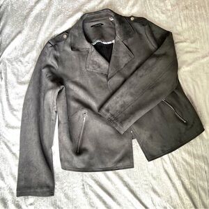 New with Tags, XL Tahari faux suede moto jacket, carbon grey